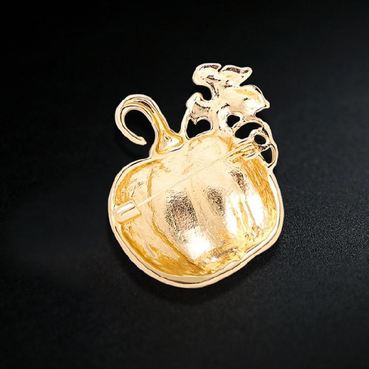 Unique Pumpkin Rhinestones Brooch Comfortable Wear Daily Glittering Detail Secure Closure Badge For Various Occasions