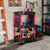 Tool Trolley. Three-tier Shelves. 4 Wheels. Plastic. 10 Hooks. Red