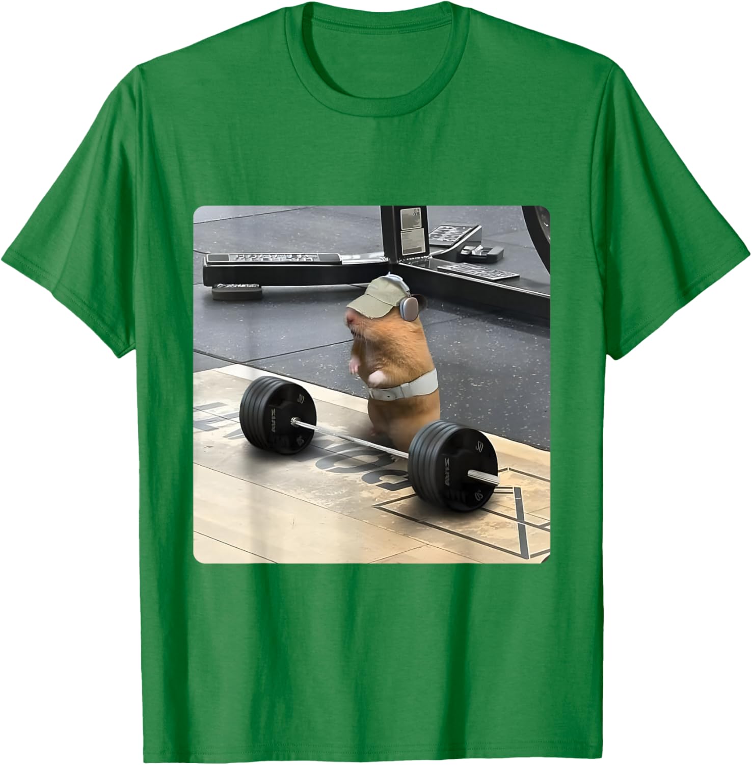 Hamster Weightlifting Deadlift Funny Gym Meme Graphic Tee Shirt Casual Daily Wear for Gym Exercise S