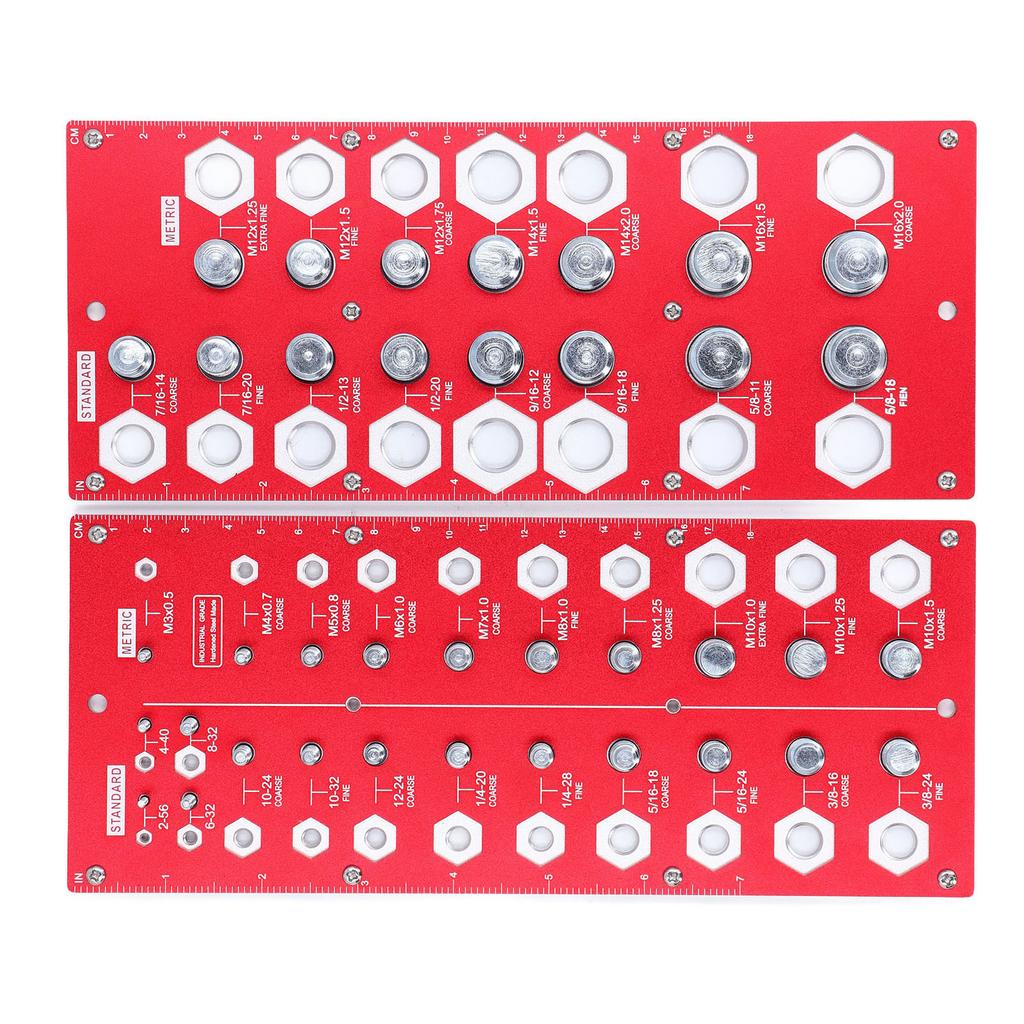 Nut Bolt Thread Checker Inch Metric Board 38 Size Gauge Identifier Standard Ruler