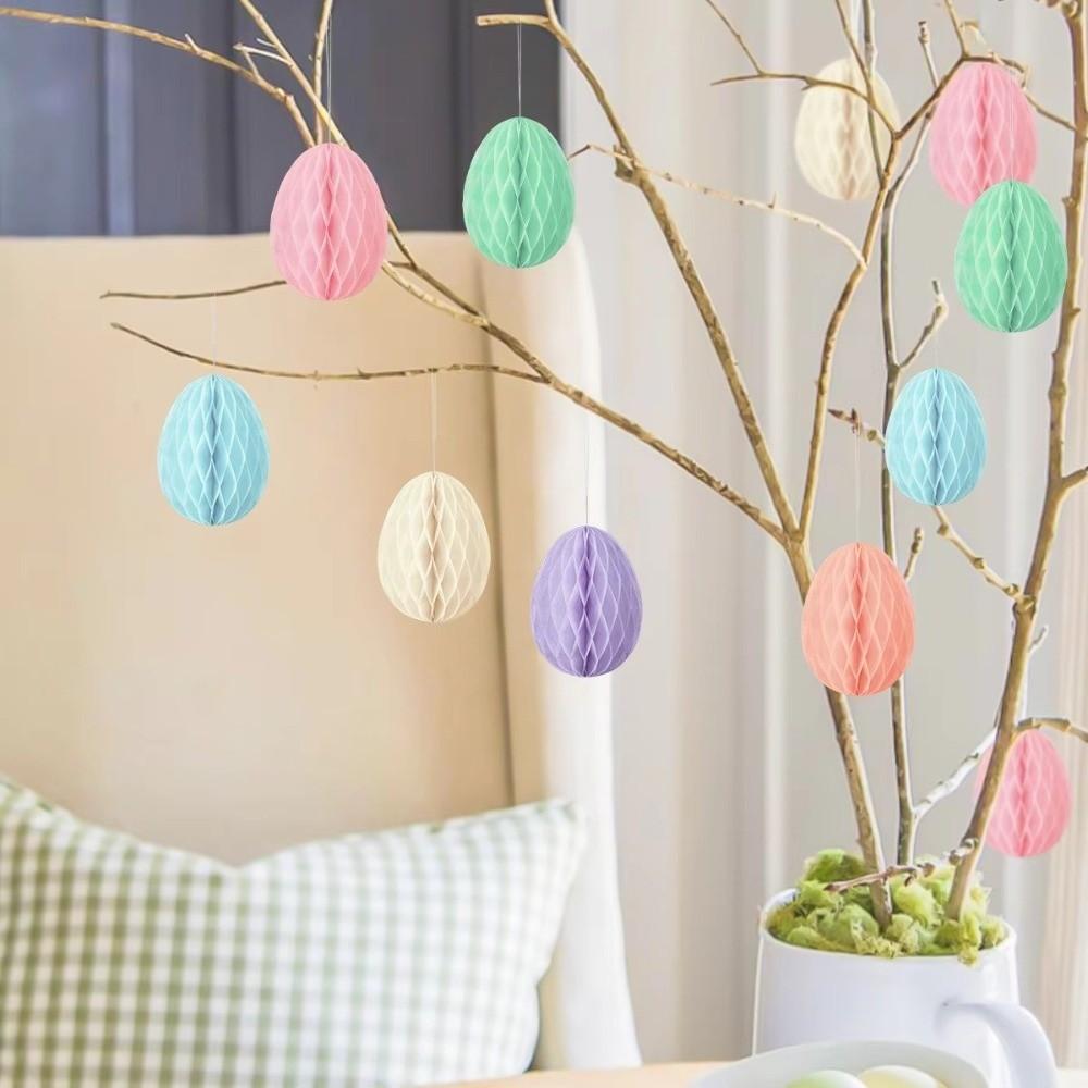 4Inch 10cm Easter Egg Paper Ornaments Egg Paper Honeycomb Easter Egg Ball Ornament  Party Decor