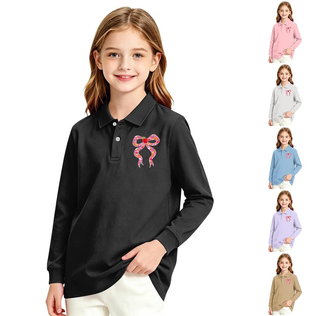 Girls' Long Sleeve Printed School Uniform Casual Top