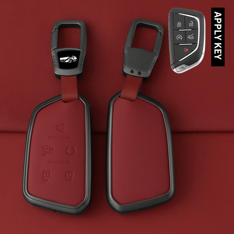 Car Key Case Cover Protect For Cadillac Ct4 Ct5 Ct4-V C8 Corvette Escalade Metal Holder Shell Keychain Accessories