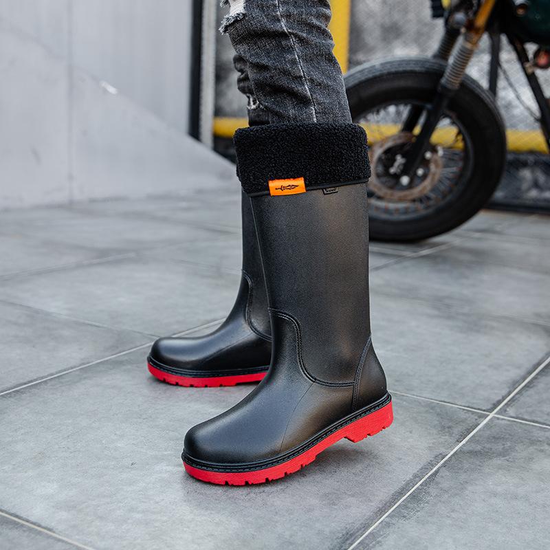 Herren Regenstiefel Langer Schaft Wasserschuhe Rutschfest Wasserdicht Sicherheitsarbeitsschuhe Plateau Kniehoch Regenstiefel Galoschen Anglerschuhe