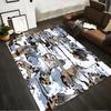 Abstract Camouflage Style Carpet with Brown, Blue, and White Patterns Suitable for Use As an Anti-slip for Living Room Bedroom Sofas