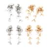 Fashion Metal Flower Earrings for Women Accessories Silver Gold Color Long Tassel Earring Party Jewelry Holiday Gifts