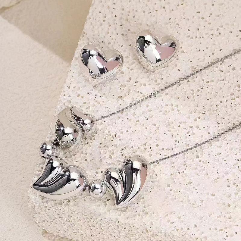 Bow Love Doudou Necklace Earrings Set High-End Women'S Niche Clavicle Chain Personalized Items