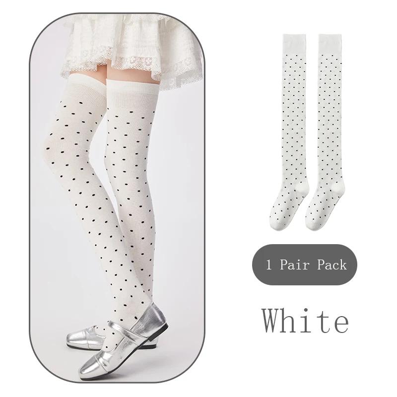 Frühlings Damen Polka Dot Kniehohe Socken Modische Hochwertige Gekämmte Baumwollstrümpfe Geeignet für Damenbekleidung Mit Geschenk