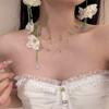 Handmade Resin Flower Necklace Korean Style Tassel Earrings Sweet Beaded Dangle Earring  Vacation