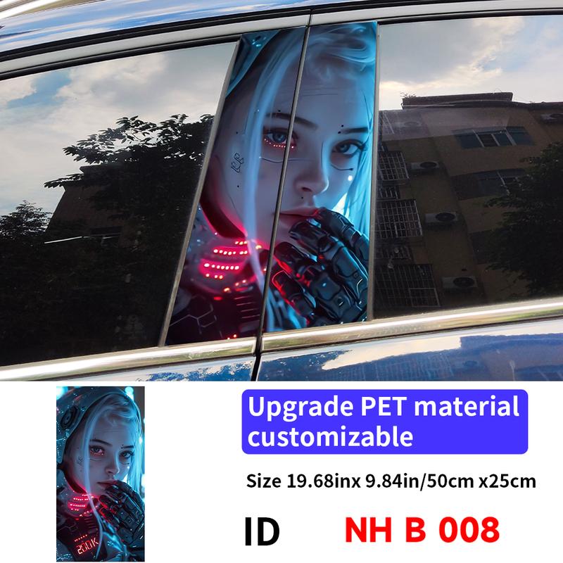 Cyberpunk Girl Car Stickers Waterproof DIY Auto B-pillar Protective Decor Cover Scratches Universal Vehicle Decals Accessories