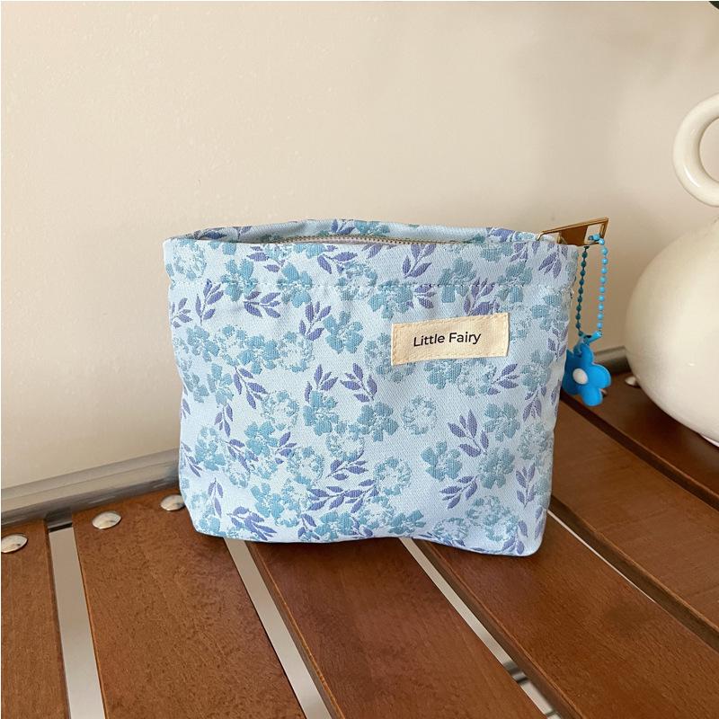 Pink Floral Makeup Bag: Women's Portable, Large Capacity, Small Size Travel Toiletry and Skincare Storage Bag