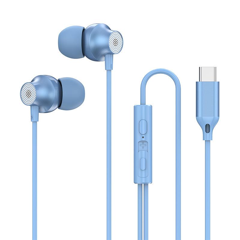Copper Driver Hifi Sports Headphones In-ear Type-c Wire-controlled Earphones Bass Music Headset for