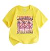 Kids Boys Girls 100% Cotton Crew Neck Short Sleeve T-Shirt, Funny Cappiccina Ballerina Coffee Cartoon Print Casual Soft Tee Tops for Daily Wear