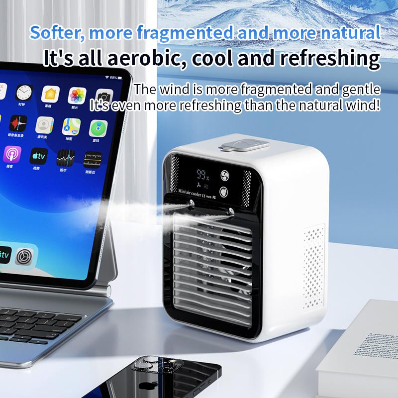 Portable Mini Air Conditioner for Dormitory | Fast Cooling Ultrasonic Nano Mist LCD Display Rechargeable Portable Outdoor Cooler