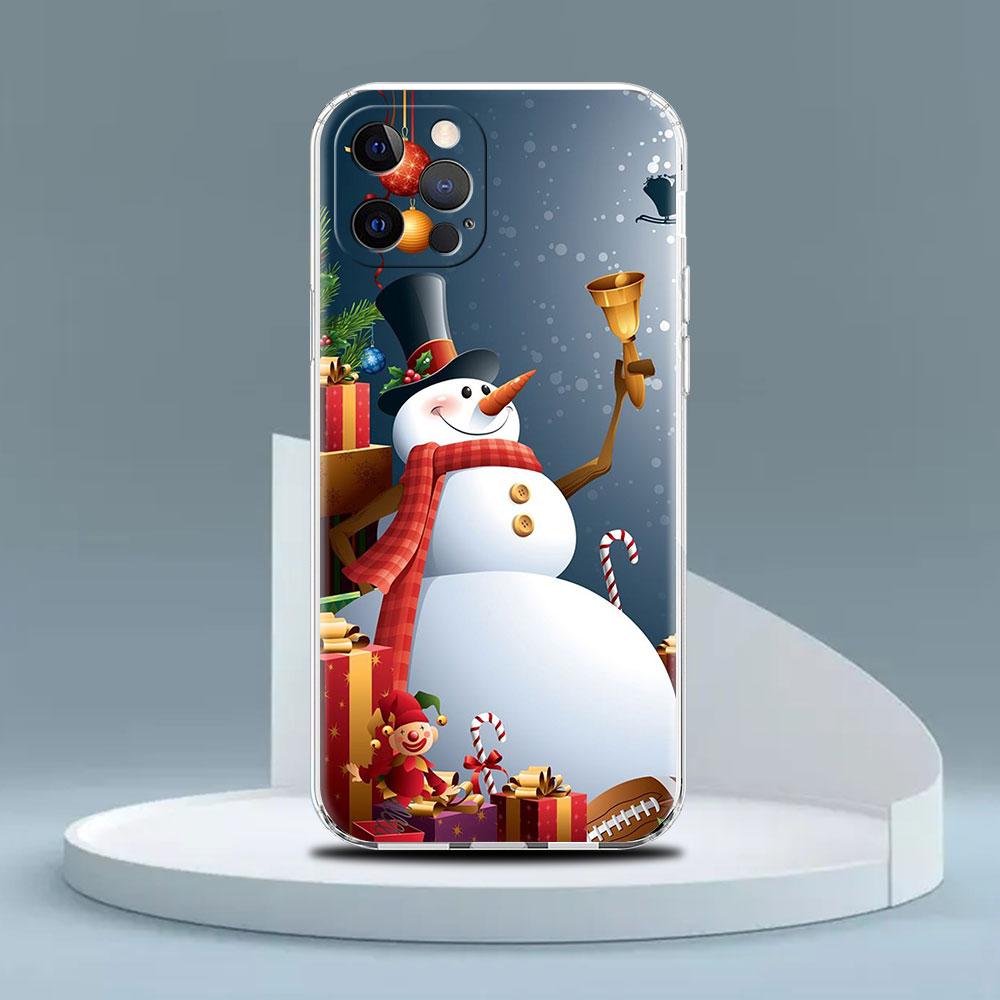 Cartoon Snowman Christmas Clear Case For Apple iPhone 13 11 14 12 Pro 7 8 Plus XR X XS Max 6 6S 13Pro Silicone Phone Cover