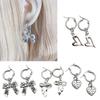 4Pairs Elegant Heart Shaped Earrings Unique and Fashionable Butterfly Hoop Earrings Elegant Earwear Accessory for Women