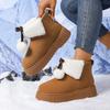 Snow Boots 36-42 Women's Shoes Large Size Women's Boots Winter Cotton Shoes Thermal Casual Shoes Flat Middle Heel Hairball Winter Boots