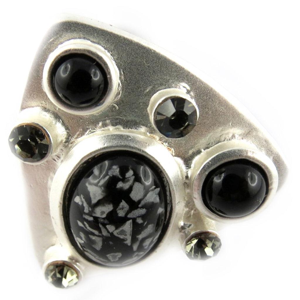 Dolce Vita [F9140] - Silver Black 'Creativity' Designer Ring