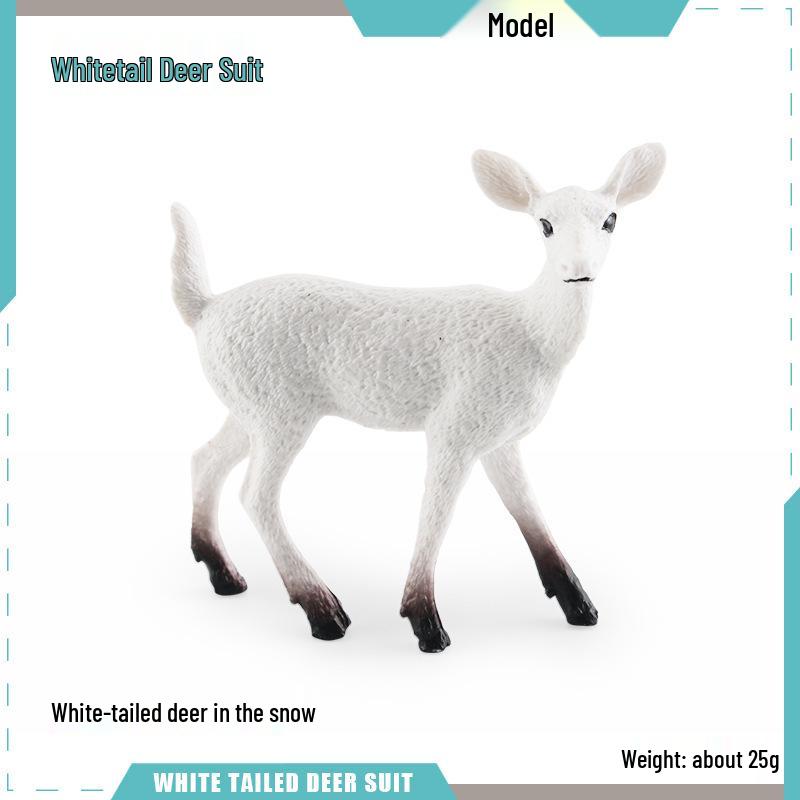 Simulated Christmas Reindeer and White-Tailed Deer Ornament Set