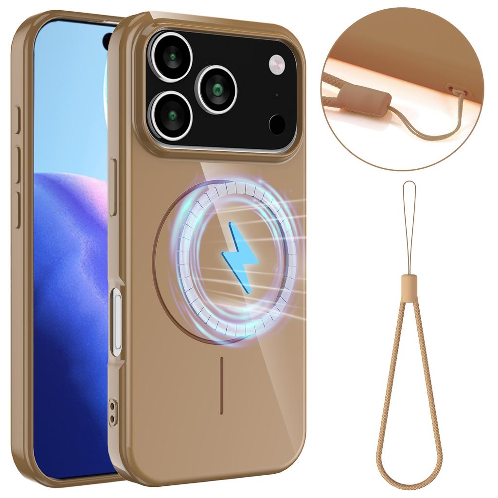 For iPhone 17 Pro Magnetic Case Compatible with MagSafe TPU Phone Back Cover with Lanyard
