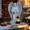 European Angel Lantern Solar Garden Statues LED Angel Waterproof Resin Figurines Outdoor Garden Statue With Lantern
