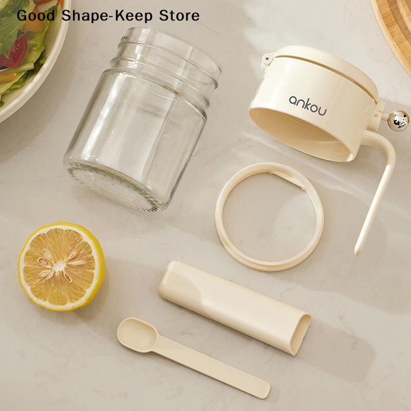 Kitchen Seasoning Container Airtight Seasoning Jar Moisture-Proof Glass Spoon For Storing Salt Glass Seasoning Bottle with Spoon