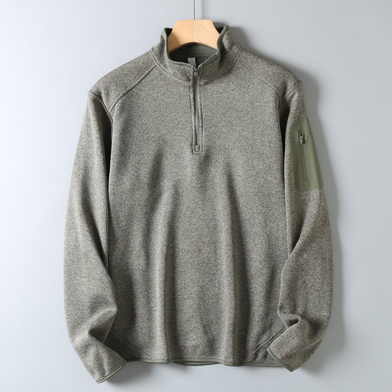 Original Foreign Trade Outdoor Lightweight Autumn and Winter Men's New Fleece Sweatshirt Sports Casual Half-Zip Stand Collar Top