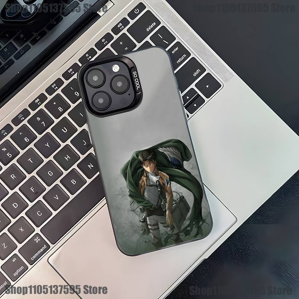 Levi Ackerman Attack On Titan Phone Case For iPhone 17,16,15,14,13,12,11,Pro,XS,Max,Plus,Mini,SE4,E Black Matte Shockproof Cover