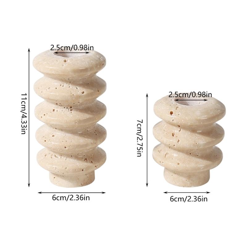Pack of 2 Natural Stone Candle Holders Minimalist Design Taper Candlestick Holders for Living Room Decors and Event
