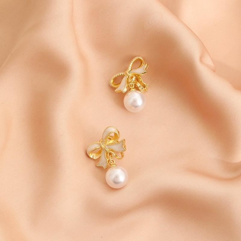 Exquisite Bowknot Drop Earrings Accessory Unique Ear Pendant Delicate Bowknot Ear Hooks Adornment for Daily Wear Dates