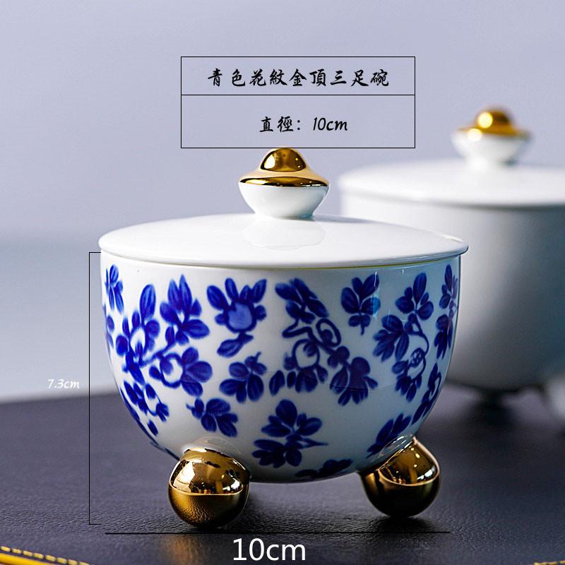 Blue and White Three-legged Ceramic Bowl with Cover Soup Bowl Dessert Bowls Serving Plate Dinner Plates Fruit Plate Salad Bowls