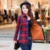 Winter Women's All-In-One Velvet Shirt Long-Sleeved Plaid Plus Velvet Thick Warm Top