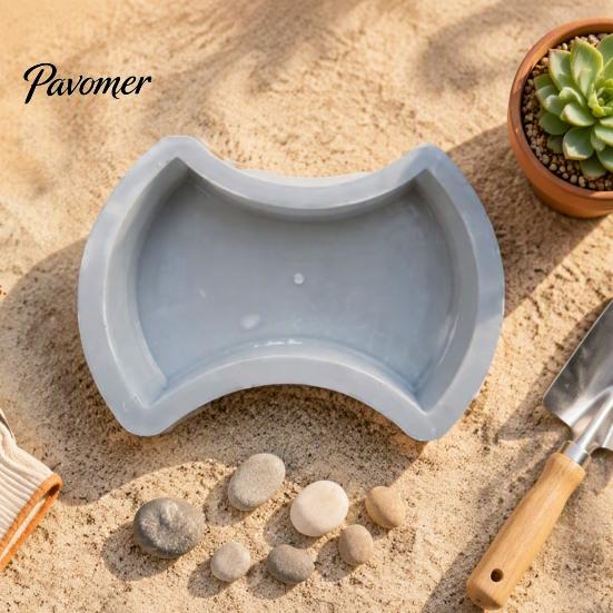 Outdoor Cement Art Form Garden Stepping Stone Mold, Reusable Concrete Pathway Paver Plastic DIY Pavement Mould for Patio Backyard Walkway Decor