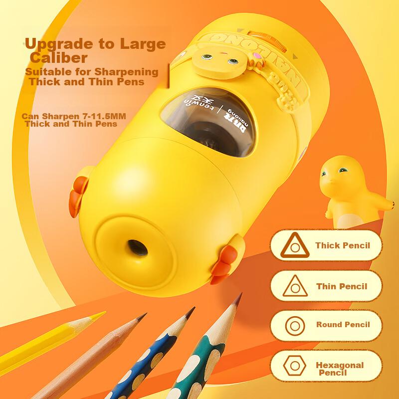 Upgraded Large-Mouth Fully Automatic Rotary Pencil Sharpener, Can Sharpen 7-11.5mm Thick Triangular Pencils