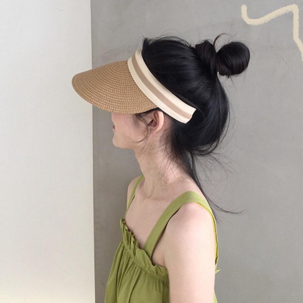 Adjustable Seaside Hollow Hat Large Brim Summer Sun Cap Fashion Lafite Straw Visor Cap  Beach