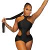 Summer European & American Style Sexy Halter Backless Slim Fit Cutout Bodysuit.