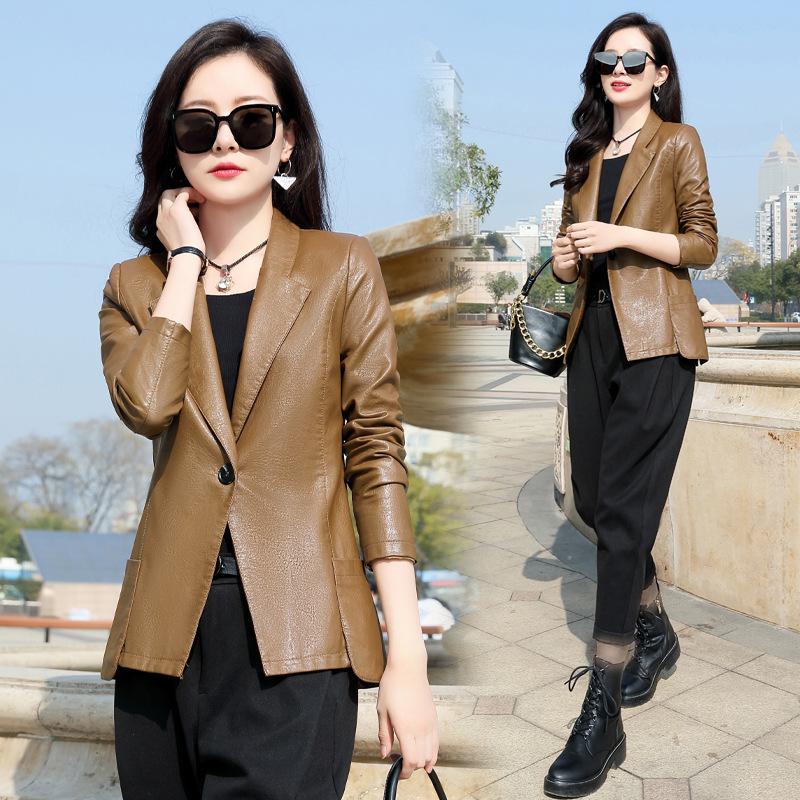 New Spring and Autumn Genuine Leather Jacket Women's Sheepskin Short Fashion Single Leather Windbreaker Jacket