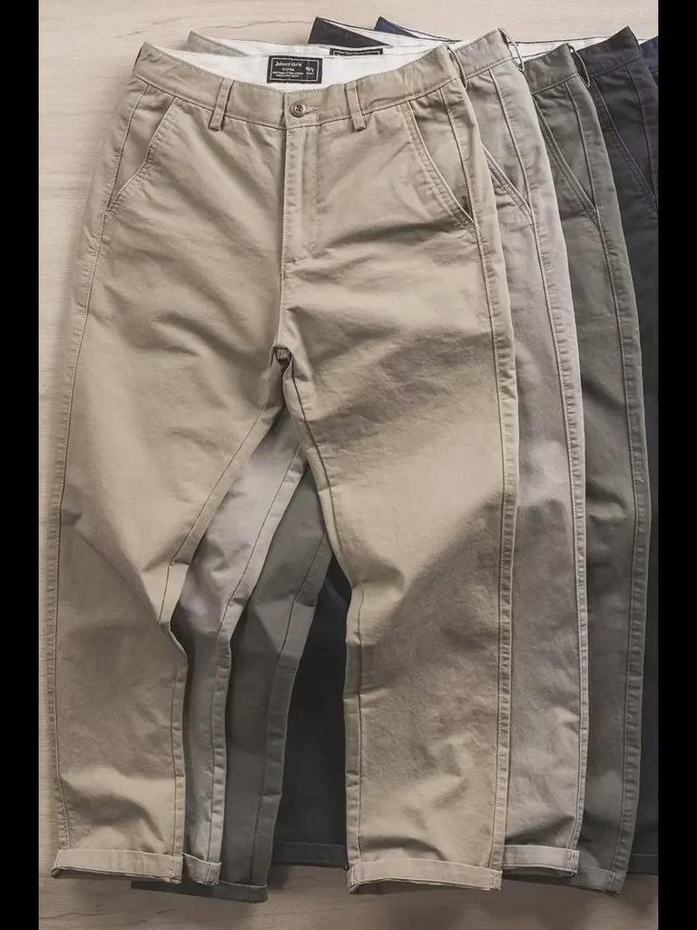 Dicke, schwere, schmale und gerade Freizeithose für Herren für Frühling und Herbst – verwaschene Trendhose im amerikanischen Stil