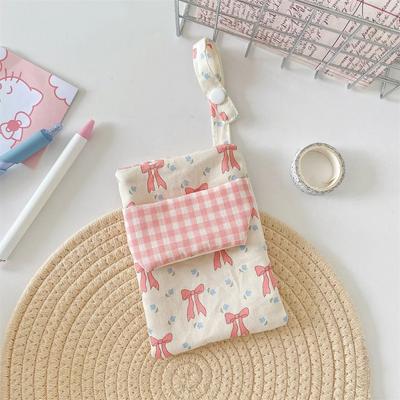 Fabric Bow Pencil Case Floral Cute Pen Holder Pouch Soft Portable Pencil Bag For Office Women & School Student & Nurse