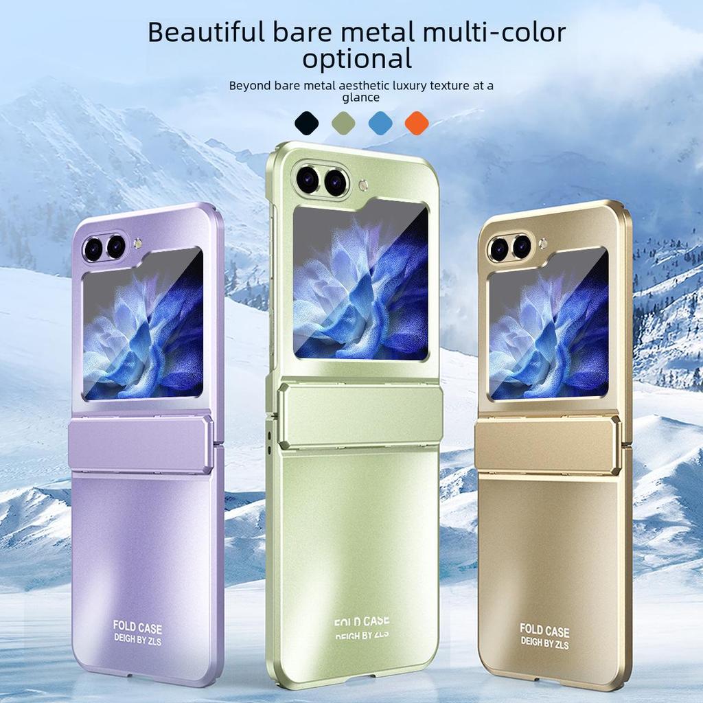 Samsung ZFlip6 Mattes Galvanisiertes Gehäuse - Rundumschutz-PC-Hülle für ZFlip5/ZFlip4