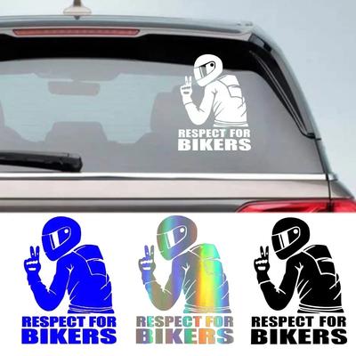 Kreativer Laser-Karosserieaufkleber „Respekt für Biker“ – Personalisierter, reflektierender Autoaufkleber – Ornamente und Zubehör