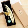 Bookmark Vintage Metal Feather Bookmark Realistic 3D Butterfly Pendant Dried Flower Book Lovers Teachers Gift Book Accessories with Gift Box
