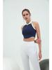 Women's Contrast Collar Sports Fitness Vest: Quick-Dry, High-Elastic, Chest-Padded, Zippered Top for Running & Yoga.