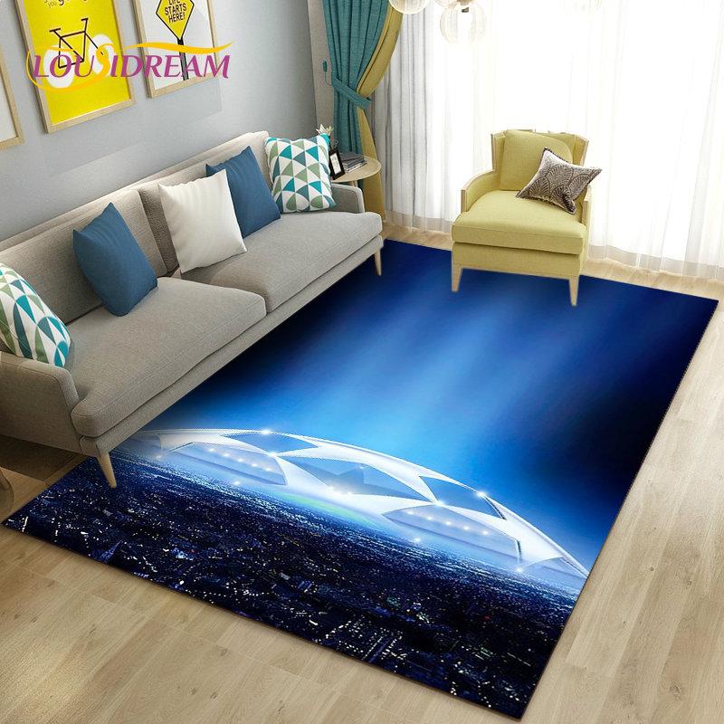 כדורגל כדורגל תלת מימד שטיח אזור ספורט, שטיח לסלון ספת חדר שינה שטיח לדלת קישוט מטבח, משחק לילדים מחצלת רצפה מונעת החלקה