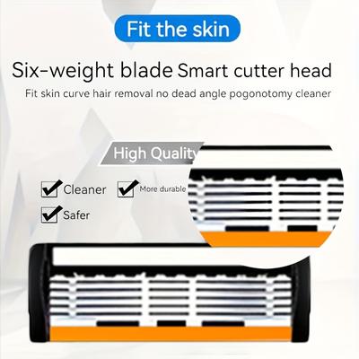 Men's Manual Razor Safety Razor 6-layer Stainless Steel Hair Removal Knife, Replaceable Razor Head, Razor Tools.