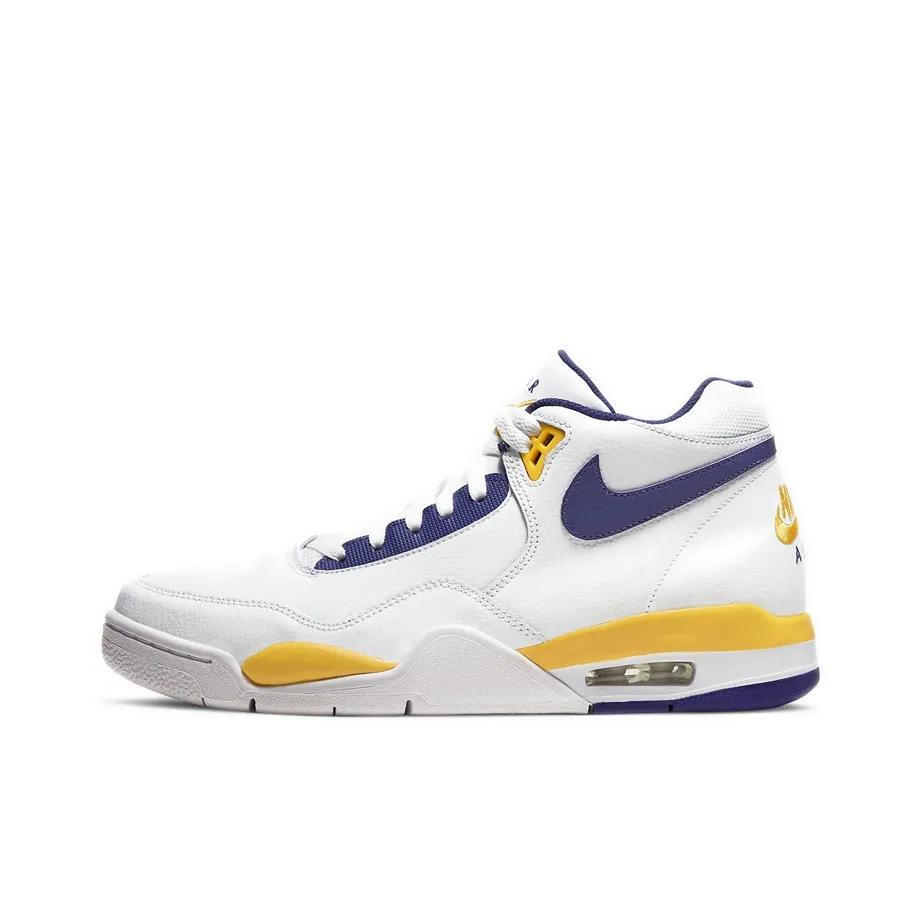 Nike Flight Legacy Cushioning, Wear Resistant Mid Top Vintage Basketball Shoes Men's Gray White BQ4212-102(Team695-)