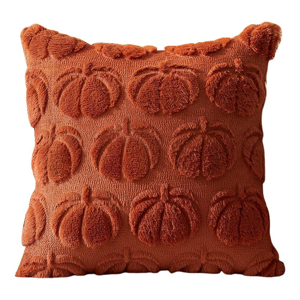 Halloween Plush Faux Fur Pillowcase Washable Ghost&Pumpkin Pillow Cover Throw Pillow Cover for Couch Sofa Bedroom Home Decor
