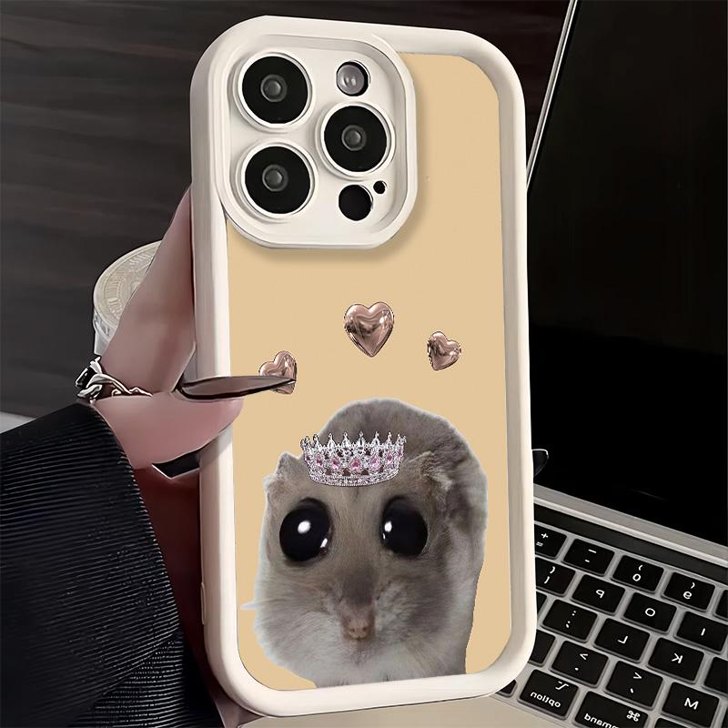 

Phone Case for iPhone 17 Air 16E 15 16 Pro Max Funny Sad Hamster Meme Cover 14 Plus 13 12 Mini Soft Shell Silicone Fundas iPhone 13 Mini