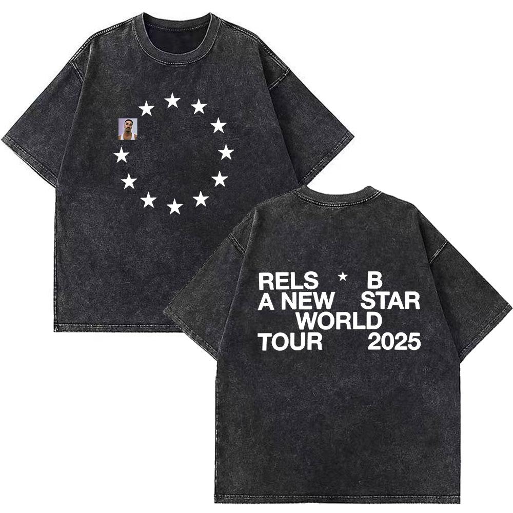 Rapper RELS B Skinny Flakk A New Star Album Merch Tshirt Unisex Women Fashion Hip Hop Tshirts Cotton Oversized Washed Tshirts