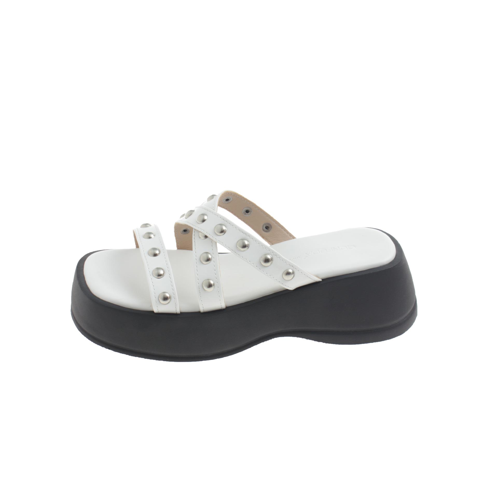 

Spring and Autumn 2024 New Rivet Platform Slippers Women s Cross Belt Versatile Heightening Open-toed Roman Sandals 35 белый